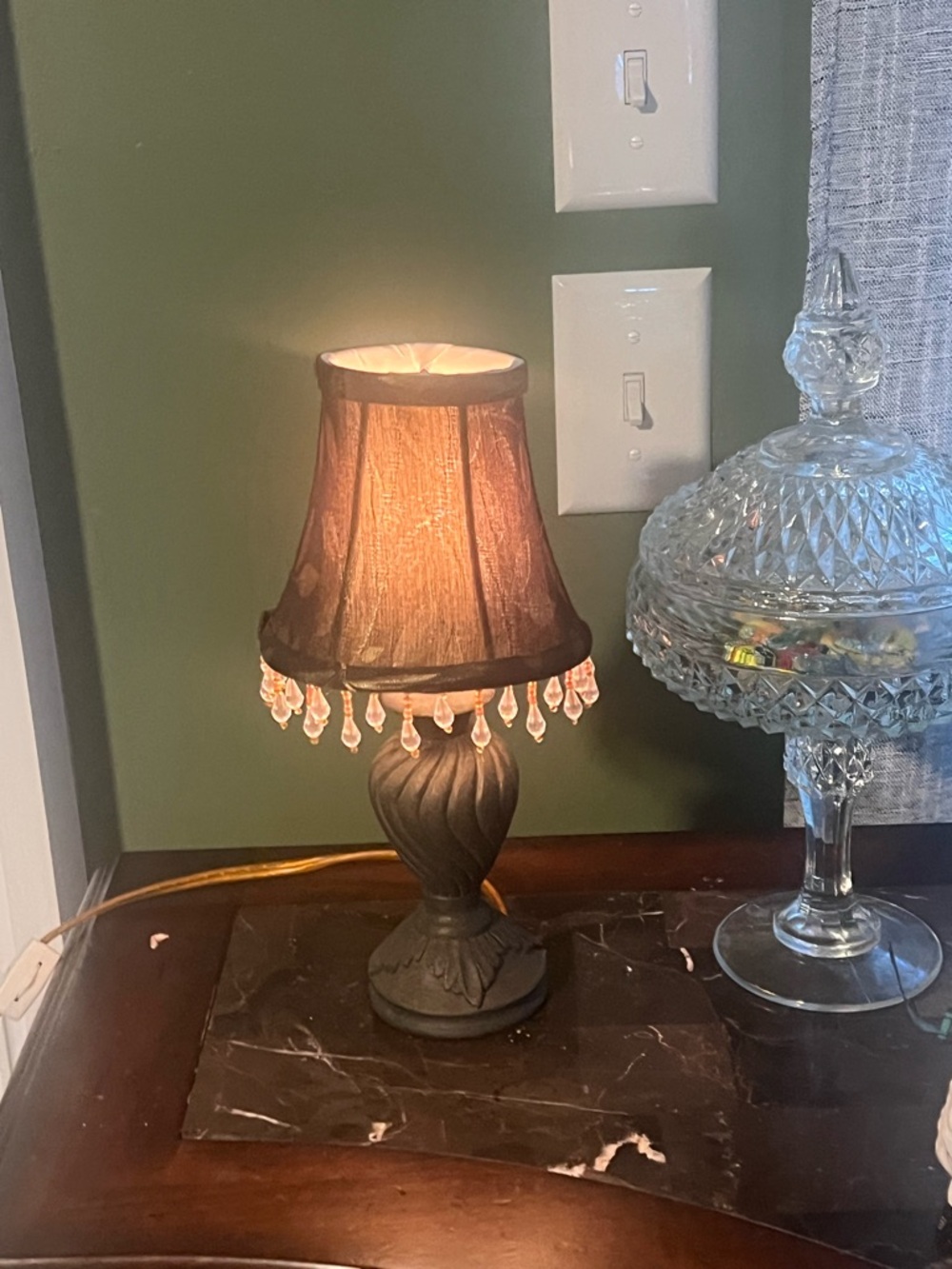 Elegant Brown Beaded Table Lamp - Home Accents